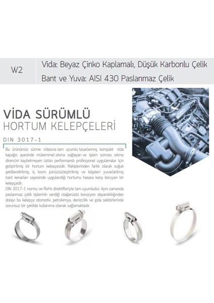 Mikalor 100 Adet W2 Hortum Kelepçesi 25-40 mm Paslanmaz