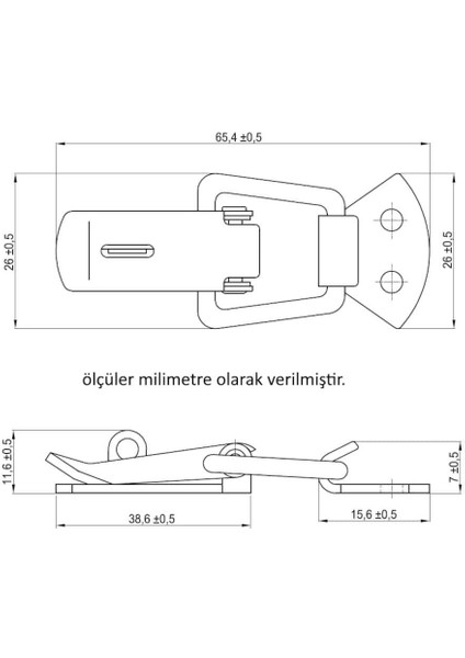 100 Adet 41-071 Sandık Klipsi Gergi Mandalı Asma Kilit Kancalı Nikel