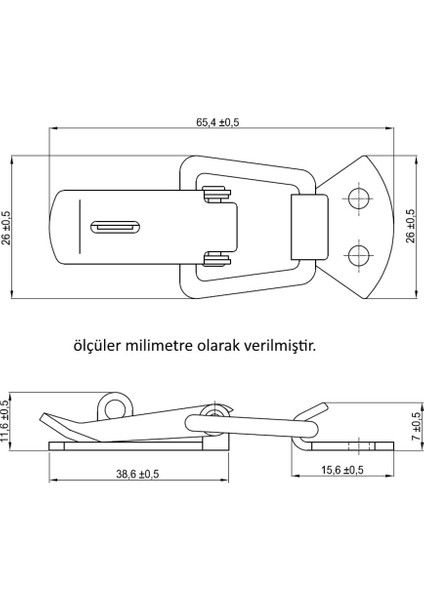 100 Adet 41-070 Sandık Klipsi Gergi Mandalı Asma Kilit Kancalı Krom