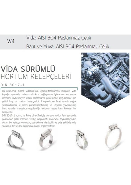 Mikalor 3 Adet W4 Hortum Kelepçesi 20-32 mm 304 Klt. Paslanmaz