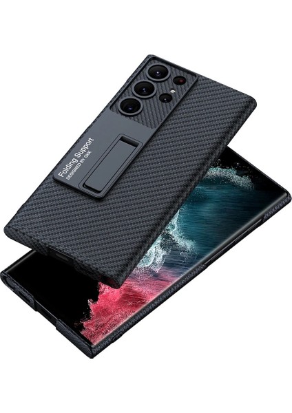 S23 Ultra Kılıf Katlanır Standlı Kamera Korumalı Karbon Fiber Tasarım fiyatları