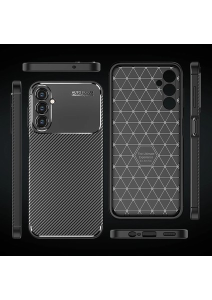 Samsung Galaxy A54 Uyumlu Kılıf Karbon Desenli Kamera Korumalı Kaymaz Soft Silikon