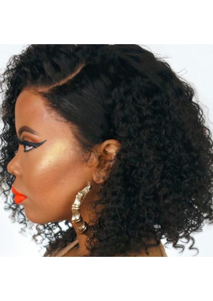 12 Inç Siyah Moda Kadın Kadın Küçük Kısa Dalgalı Saç Afro Peruk Sentetik Saç- (Yurt Dışından) fırsatları