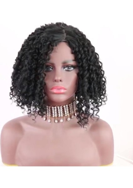 12 Inç Siyah Moda Kadın Kadın Küçük Kısa Dalgalı Saç Afro Peruk Sentetik Saç- (Yurt Dışından) indirimleri