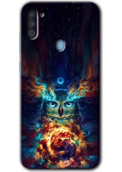 Samsung Galaxy A11 Kılıf Baskılı Kapak - Ballı Baykuş +Tam Kaplayan Mat Seramik