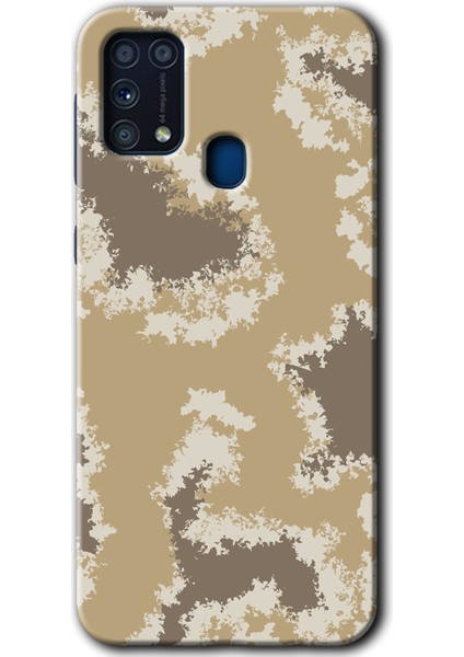 Samsung Galaxy M31 Kılıf Baskılı Kapak - Kamuflaj 33 +Tam Kaplayan Mat Seramik