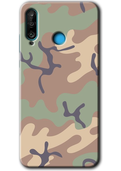 Huawei P30 Lite Kılıf Baskılı Kapak - Kamuflaj 29 +Tam Kaplayan Mat Seramik