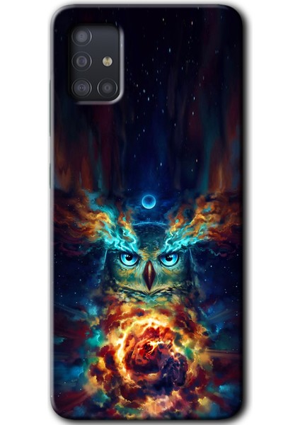 Samsung Galaxy A51 Kılıf Baskılı Kapak - Ballı Baykuş +Tam Kaplayan Mat Seramik