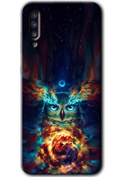 Samsung Galaxy A50 Kılıf Baskılı Kapak - Ballı Baykuş +Tam Kaplayan Mat Seramik