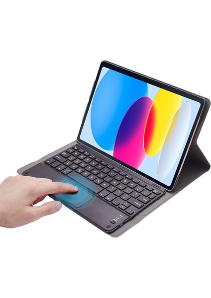 iPad 10.9 2022 (10. Nesil) Bluetooth Klavye + Touchpad Standlı Kılıf - Bkk2