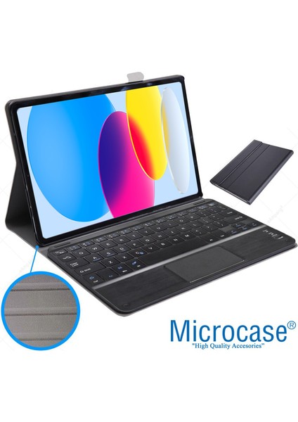 iPad 10.9 2022 (10. Nesil) Bluetooth Klavye + Touchpad Standlı Kılıf - Bkk2