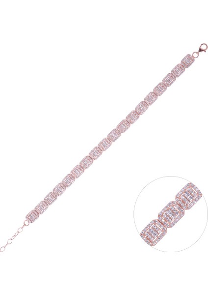 Rose Gold Taşlı Kadın Gümüş Bileklik Zrk 2100 12.20 gr