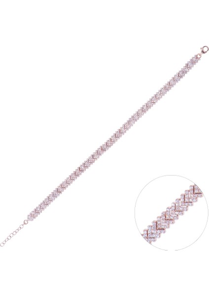 Kadın Gümüş Bileklik Rose Gold Zrk 2160 11.80 gr