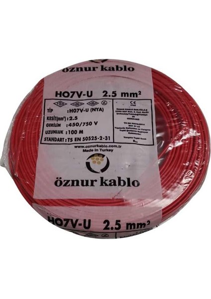 H07V-U (Nya) 1x2,5 Kırmızı