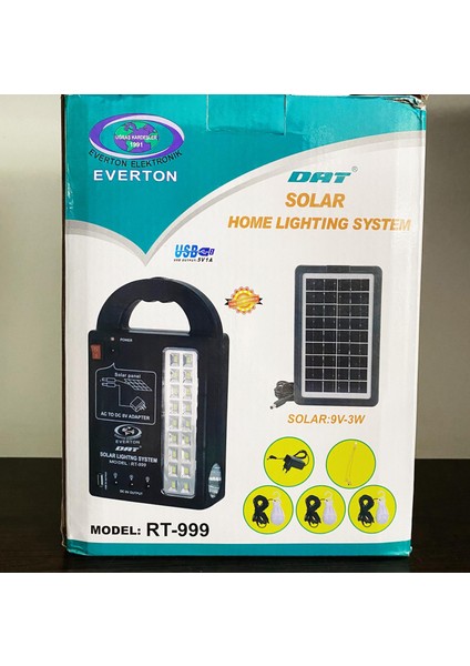 RT-999 Solar Panelli Işıldak Fener Radyo
