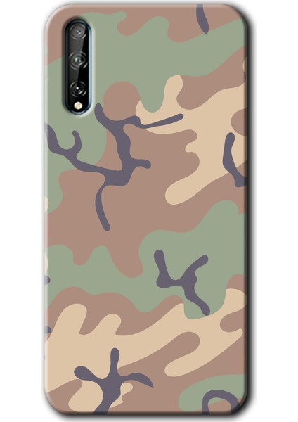 Huawei P Smart S Kılıf Baskılı Kapak - Kamuflaj 29 +Tam Kaplayan Mat Seramik