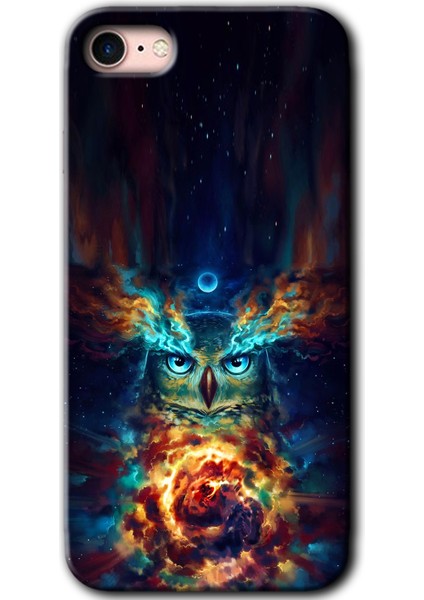 iPhone 8 Kılıf Baskılı Kapak - Ballı Baykuş +Tam Kaplayan Mat Seramik