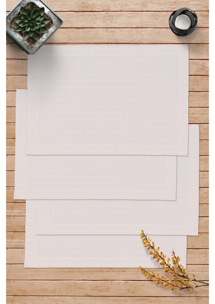Buldan Kumaşı Kare Dokulu Amerikan Servis - 4'lü Set