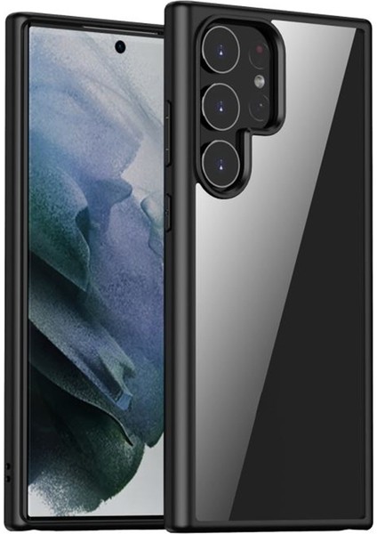 Samsung Galaxy S23 Ultra Kılıf Bumper Arkası Mika Şeffaf + Ekran Koruyucu Ped