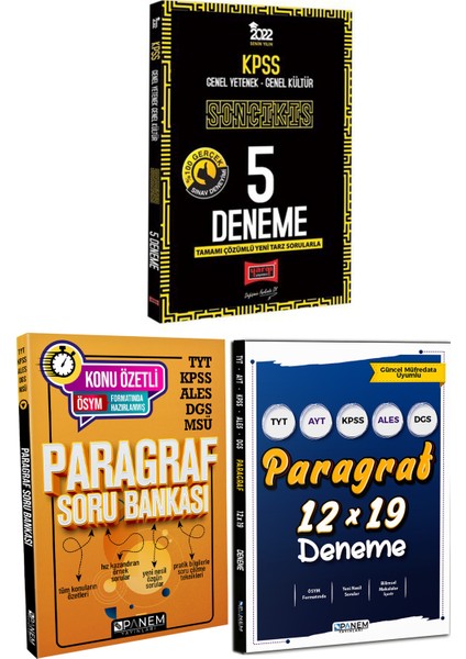 KPSS Genel Yetenek Genel Kültür 5 Deneme+Panem Paragraf Soru B+Panem Paragraf Deneme