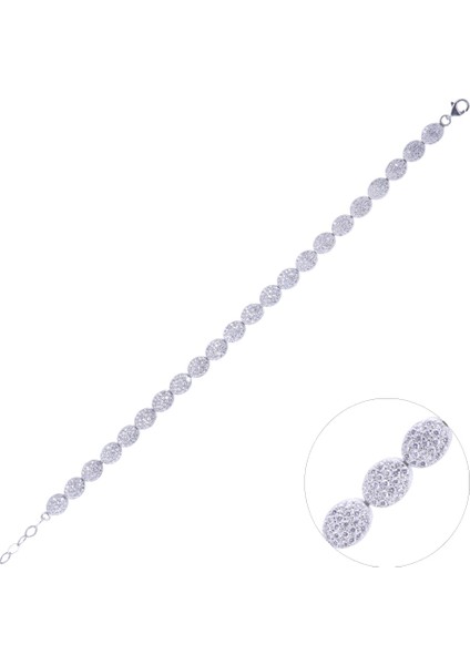 Oval Su Yolu 925 Ayar Bayan Gümüş Bileklik 10.2 gr