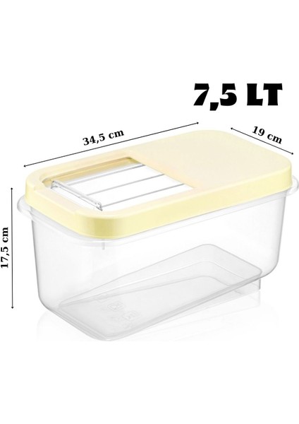 2 Adet 7,5 Lt Kolay Kayar Kapaklı Multibox Erzak Bakliyat Vs. Saklama Kabı Krem
