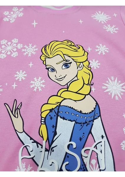 Elsa Desenli Baskılı %pamuklu Kızçocuk Pijama Takımı10