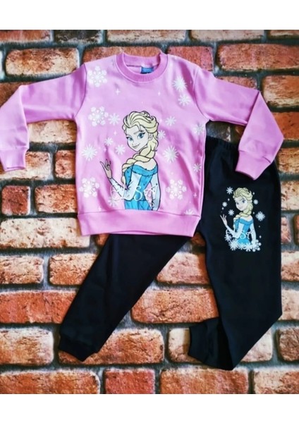 Elsa Desenli Baskılı %pamuklu Kızçocuk Pijama Takımı10