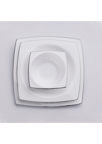 Bone Collection 60 Parça Kare Yemek Takımı Platin