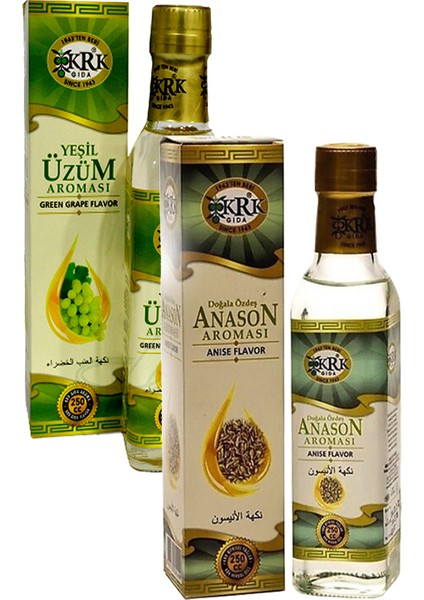 2 Çeşit Anason Aroması 250 ml + Yeşil Üzüm Aroması 250 ml