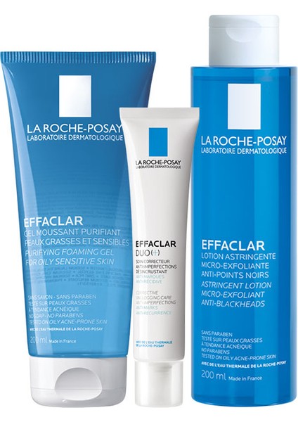 La Roche Posay Effaclar Jel 200 ml + Effaclar Duo (+) 40 ml + Effaclar Tonik 200 ml