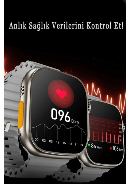 Gs 8 Ultra Watch 8 Ultra 49mm Pro Plus Akıllı Saat Android ve Ios Uyumlu Çift Kordonlu