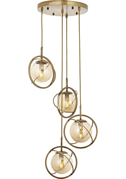 Avonnı AV-60291-4ET Eskitme Kaplama Modern Avize E14 Metal Cam 35CM