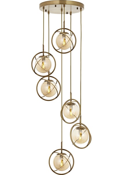Avonnı AV-60291-6ET Eskitme Kaplama Modern Avize E14 Metal Cam 40CM