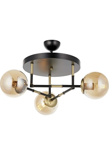 Avonnı AV-60327-3T-BSY Siyah Boyalı Modern Avize E27 Metal Cam 40CM