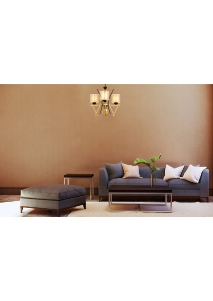 Avonnı AV-60289-3S Sarı Kaplama Modern Avize E27 Metal Cam 50CM fiyatları