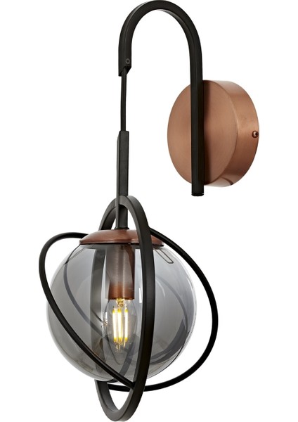 Avonnı AP-60291-1BSY Siyah Boyalı Aplik E14 Metal Cam 22 x 24 cm