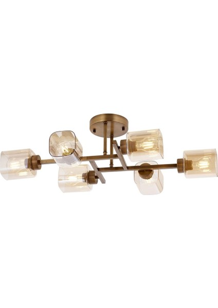 Avonnı AR-60271-6E Eskitme Kaplama Modern Avize E27 Metal Cam 80X40CM