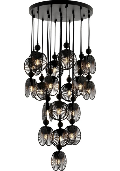 Avonnı AV-60313-19BSY Siyah Boyalı Modern Avize E27 Metal 50CM