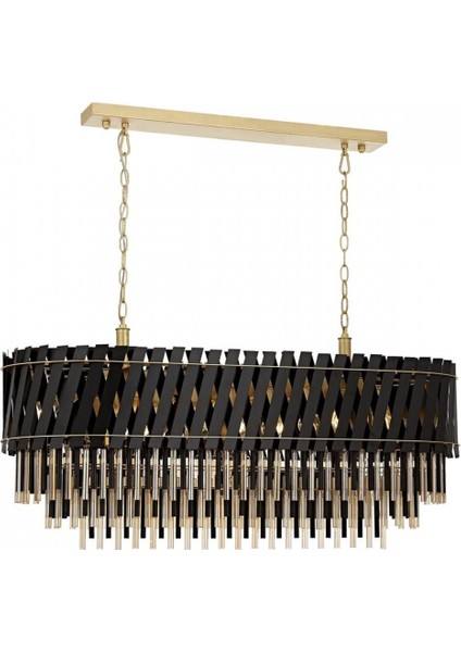Avonnı AV-60354-120X40BSY Siyah Boyalı Klasik Avize E27 Metal Cam 120X40CM