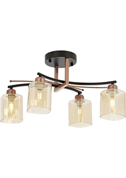 Avonnı AR-60356-4BSY Siyah Boyalı Klasik Avize E14 Metal Cam 58X0CM