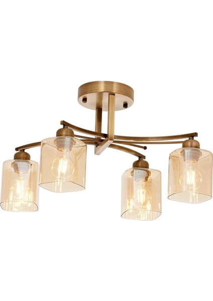 Avonnı AR-60356-4E Eskitme Kaplama Modern Avize E27 Metal Cam 60X30CM