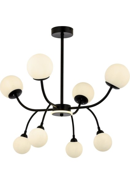 Avonnı AV-60386-8BSY Siyah Boyalı Modern Avize G9 Metal Cam 80CM