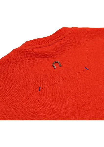 Sweatshirt %100 Organik Pamuk Bisiklet Yaka 3 Iplik Kalın Kumaş Basic Turuncu Erkek indirimleri