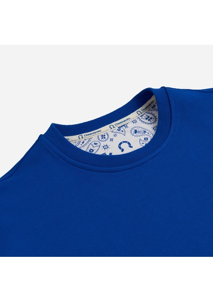 Sweatshirt %100 Organik Pamuk Bisiklet Yaka 3 Iplik Kalın Kumaş Mavi Kadın modelleri