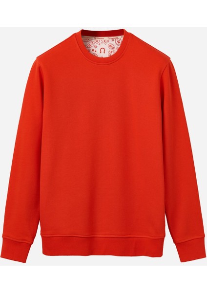 Sweatshirt %100 Organik Pamuk Bisiklet Yaka 3 Iplik Kalın Kumaş Basic Turuncu Kadın