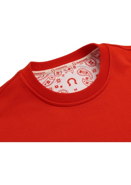 Sweatshirt %100 Organik Pamuk Bisiklet Yaka 3 Iplik Kalın Kumaş Basic Turuncu Kadın modelleri