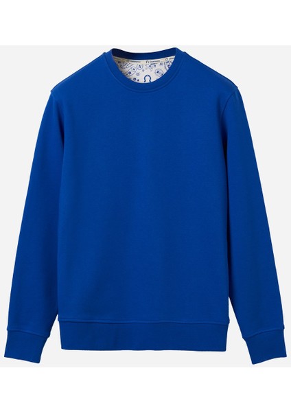 Sweatshirt %100 Organik Pamuk Bisiklet Yaka 3 Iplik Kalın Kumaş Basic Lacivert Erkek