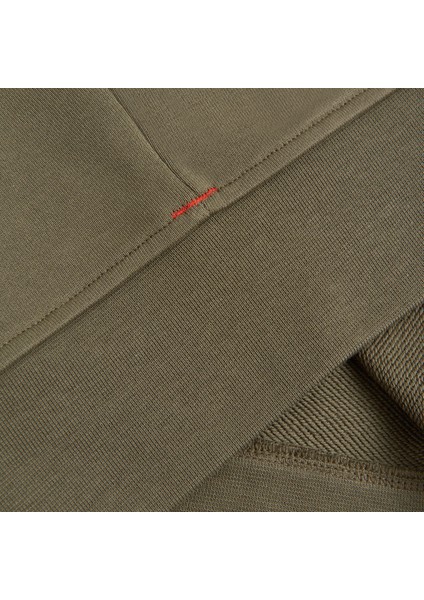 Sweatshirt %100 Organik Pamuk Bisiklet Yaka 3 Iplik Kalın Kumaş Basic Haki Erkek fırsatları