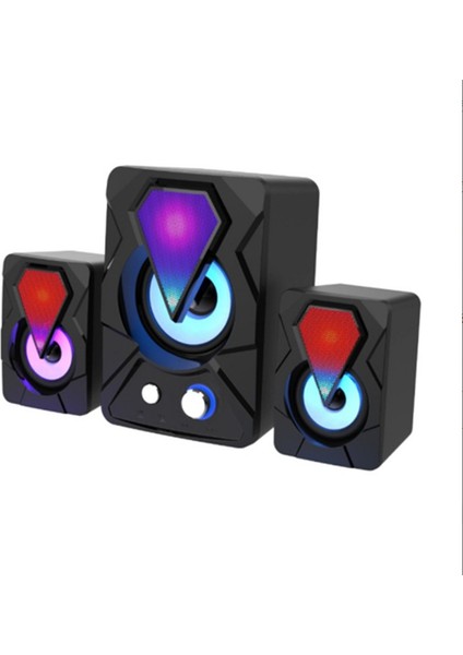 E-1306 Oyuncu Gamer Telefon Bilgisayar Tablet Rgb Stereo USB Subwoofer Hoparlör